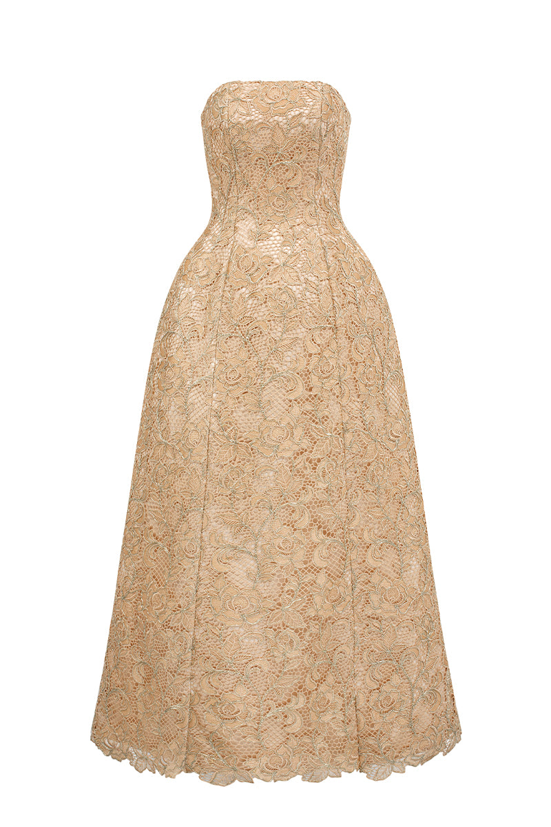 guipure lace midi dress Staud Rosaline Black Guipure Lace Midi Dress