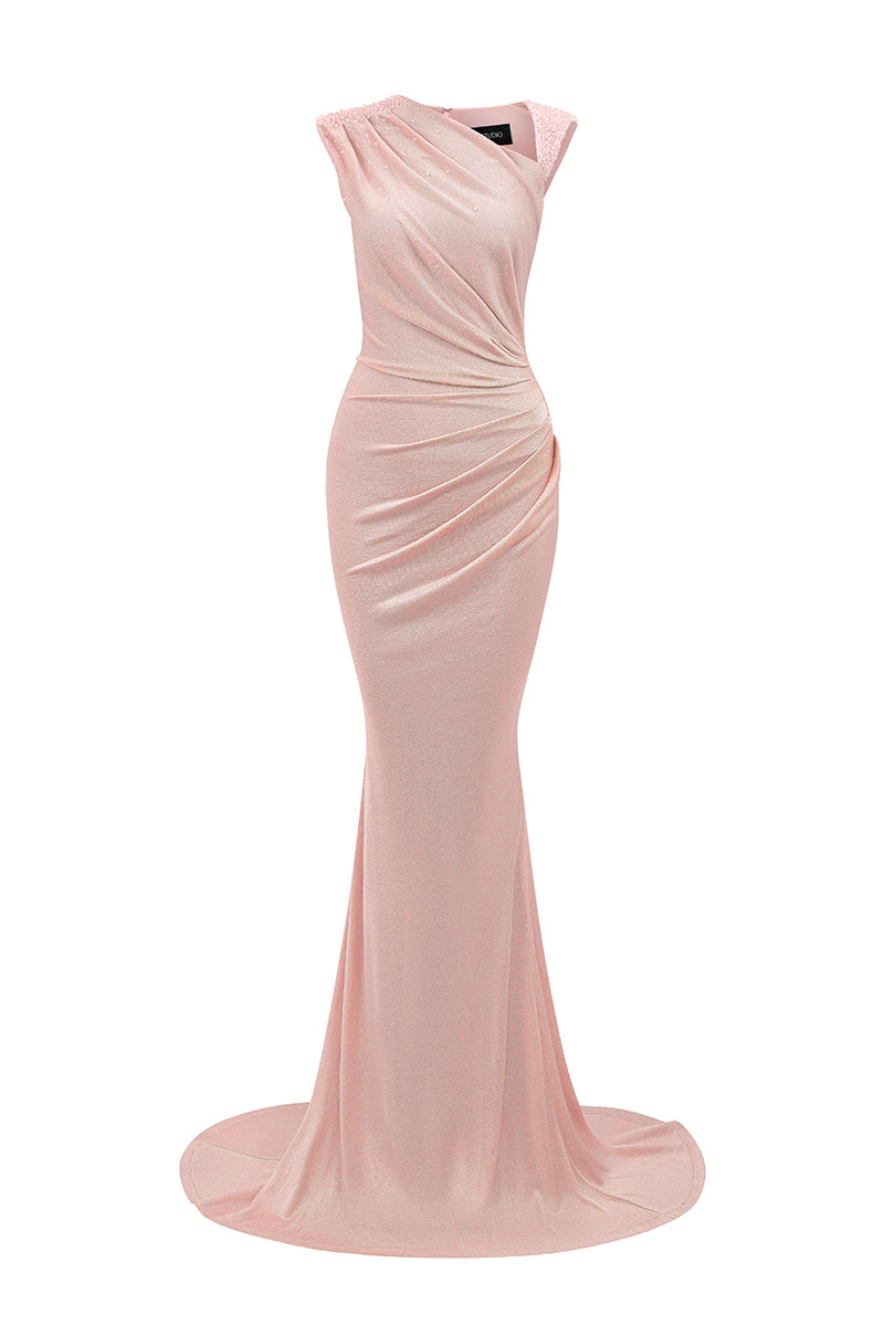 Asymmetric Ruched Jersey Maxi Dress IHF STUDIO Asymmetric Ruched Jersey Maxi Dress IHF STUDIO