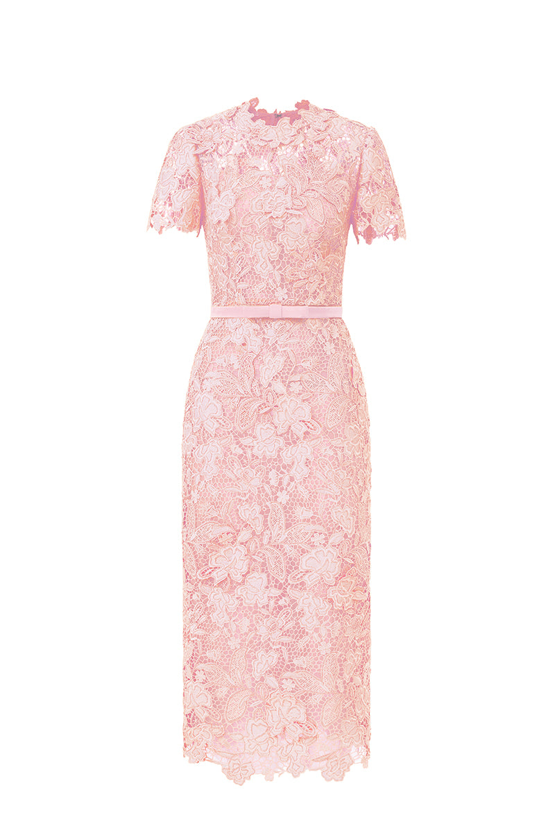 Pink Lace Bodycon Dress, Short Sleeves II