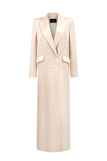 Beige Oversized Long Straight-Cut Coat - IHF STUDIO