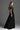 Black Architectural Lace Bustier A-Line Dress With Mini Cape And Crystal Embellishment - IHF STUDIO
