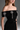 Black Architectural Lace Off-Shoulder Dress With Crystal Embellishment - IHF STUDIO