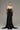 Black crystal-embellished corset maxi dress with sculpted bodice and detachable train - IHF STUDIO