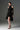 Black Floral Vine Lace Mini Mullet Dress With Halter Neck And Long Sleeves - IHF STUDIO