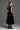 Black Lyon Velvet A-Line Midi Dress With Branch & Flower Embellishments - IHF STUDIO