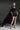 Black Taffeta Mini Column Dress with Sequin Floral Embellishment and Draped Cape - IHF STUDIO
