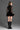 Black Vine Guipure Lace & Velvet Long-Sleeve Mini Dress With Draped Details And Heart-Shaped Embellishment - IHF STUDIO