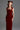 Dark Red Lyon Velvet Midi Column Dress With Heart-Shaped Neck And Crystal Embellishment - IHF STUDIO