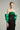 Strapless silk taffeta midi dress with emerald bodice, black skirt and dramatic crystal bow train - IHF STUDIO