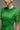 Green crochet lace A-line gown with short sleeves and crystal detailing at neckline and waist - IHF STUDIO