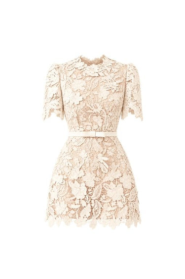 Ivory Floral Garden short-sleeve mini dress - IHF STUDIO