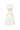 Ivory A-line taffeta midi dress with crochet lace overlays and crystal-embellished bow neckline - IHF STUDIO
