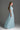 Light blue Architectural Lace bustier A-line dress with mini cape and crystal embellishment - IHF STUDIO