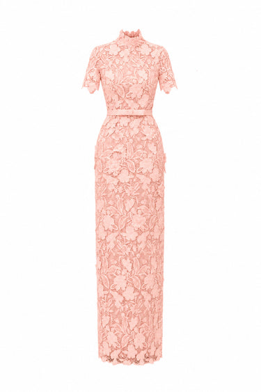 Light Pink Floral Garden Lace column dress - IHF STUDIO