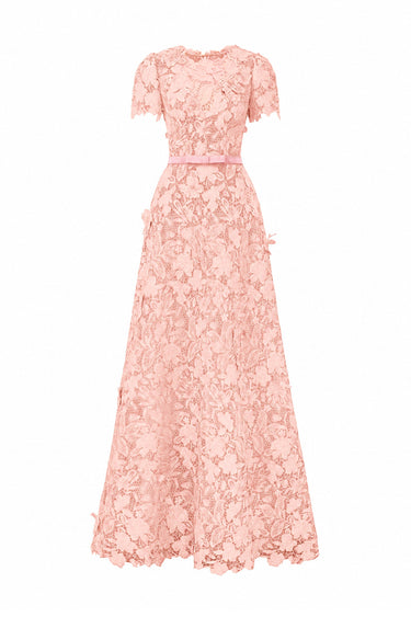 Light pink Floral Garden short-sleeve maxi A-line dress - IHF STUDIO