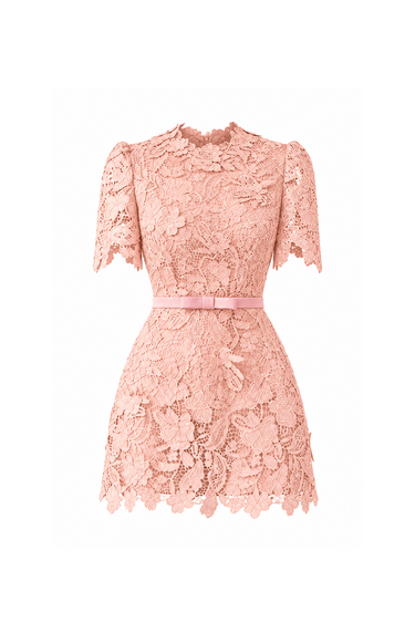 Light pink Floral Garden short-sleeve mini dress - IHF STUDIO