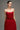 Red silk taffeta bell-silhouette maxi dress with tonal crystals radiating from the waist - IHF STUDIO