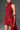 Red Floral Garden Lace halter mini-column dress with asymmetric draping, pearl clusters and crystal embellishment.