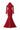 Red Floral Garden Lace mermaid dress with halter neck and long sleeves - IHF STUDIO
