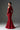 Red Floral Garden Lace mermaid dress with halter neck and long sleeves - IHF STUDIO