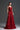 Red Floral Garden Lace Square-Neck A-Line Dress With Velvet Waist Belt - IHF STUDIO