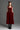 Red Lyon Velvet A-Line Midi Dress With Branch & Flower Embellishments - IHF STUDIO