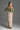 Light Pink Clustered Floral Brocade And Light Brown Silk Taffeta Midi Column Dress With Puff Sleeves - IHF STUDIO