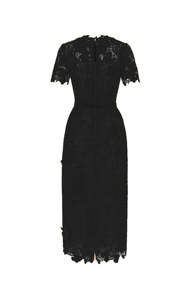 Black Floral Garden Short Sleeves Bodycon Dress