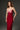 Red Silk Taffeta Bustier Column Dress With Lotus Pental-Shaped