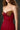 Red Satin Silk BustierMini Dress With Lotus-Petal Shaped Detailing