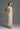 Light Pink Clustered Floral Brocade And Light Brown Silk Taffeta Midi Column Dress With Puff Sleeves - IHF STUDIO