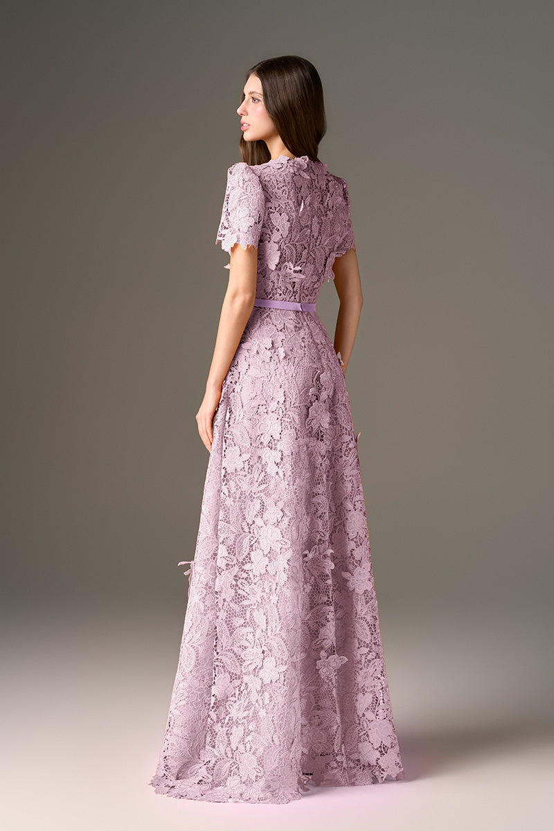 light purple spring dress Zapaka Women Light Purple Prom Dress A Line Spaghetti Straps Floral Tulle Long Formal Dress, Lilac / M