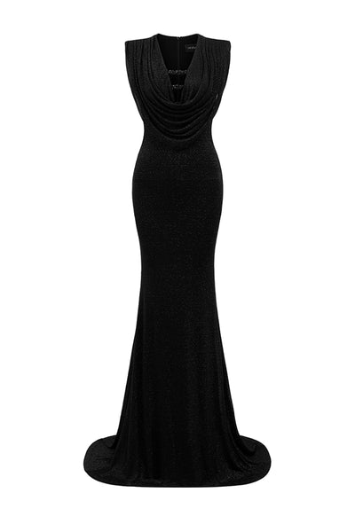 cowl neck jersey dress Karen Millen Premium Crystal Embellished Jersey Cowl Neck Mini Dress in Cobalt