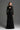 Black Vine Floral Lace Long-Sleeve Maxi Dress With Heart Cutout, Balloon Drawstring