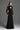 Black Vine Floral Lace Long-Sleeve Maxi Dress With Heart Cutout, Balloon Drawstring