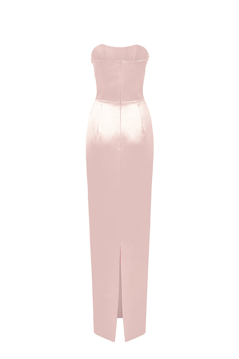 Pink Crystal-Studded Corset Maxi Gown