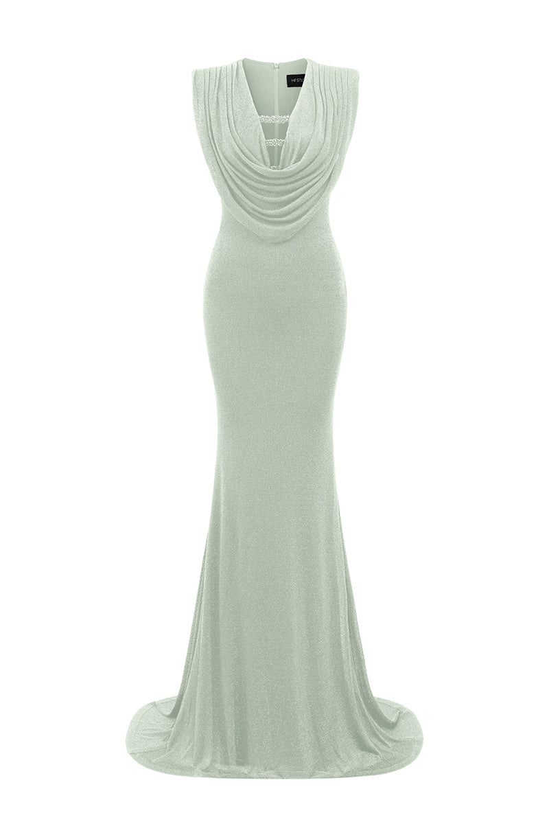 Draped Cowl-Neck Jersey Maxi Dress IHF STUDIO Draped Cowl-Neck Jersey Maxi Dress IHF STUDIO