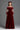 Dark Red Velvet Maxi Dress With Ruffle Details And Heart-Shaped Embellishment