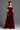 Dark Red Velvet Maxi Dress With Ruffle Details And Heart-Shaped Embellishment