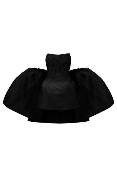 Black Crystal Corset Mini Dress, Bell Skirt