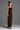 Brown Lyon Velvet Midi Column Dress With Heart-Shaped Neck And Crystal Embellishment - IHF STUDIO