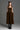 Brown Lyon Velvet A-Line Midi Dress With Branch & Flower Embellishments - IHF STUDIO