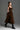 Brown Lyon Velvet A-Line Midi Dress With Branch & Flower Embellishments - IHF STUDIO
