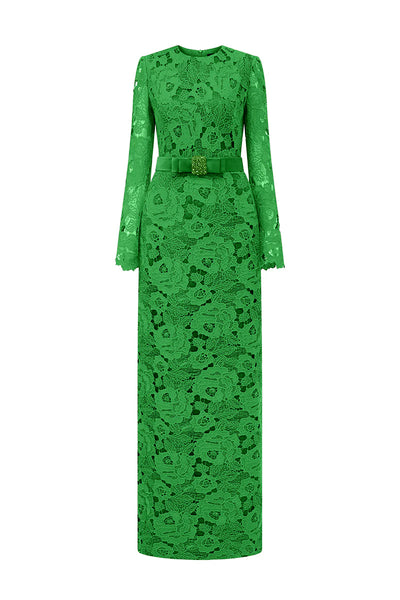 guipure long sleeve maxi dress MELODY GUIPURE LACE AND TAFFETA MAXI DRESS | CULT MIA