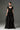 Black Floral Garden Lace Maxi A-line Dress With 3-tiered U-Neck