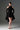 Black Floral Vine Lace Mini Mullet Dress With Halter Neck And Long Sleeves