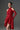 Red Floral Vine Lace Mini Mullet Dress With Halter Neck And Long Sleeves
