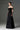 Black Floral Vine Lace Off-Shoulder A-line Dress With Draped Details Taffeta