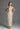 Light Pink Clustered Floral Brocade And Light Brown Silk Taffeta Midi Column Dress With Puff Sleeves - IHF STUDIO