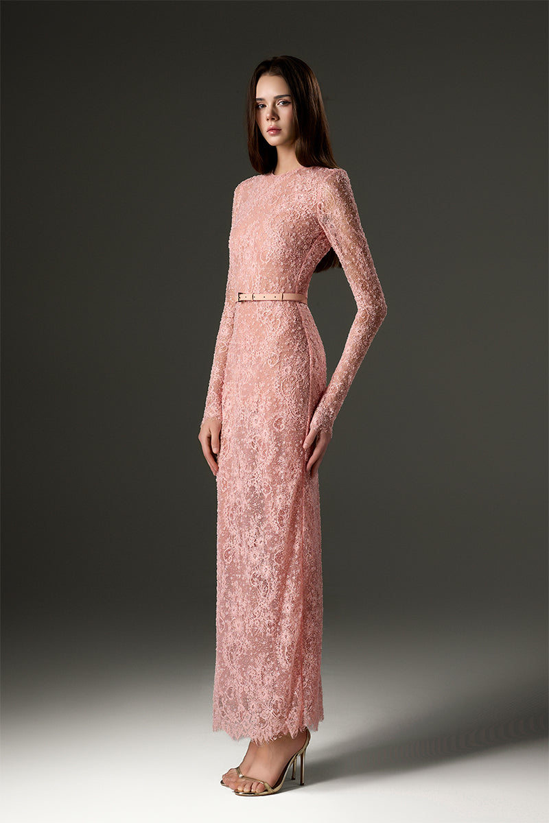 strapless open back dress Luxury Pink Sequined Mermaid Crystal Prom Dress RM061 main image 1